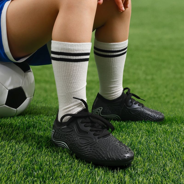 Kids Contoured Upper Soccer Shoes - BLACK GREY - 1